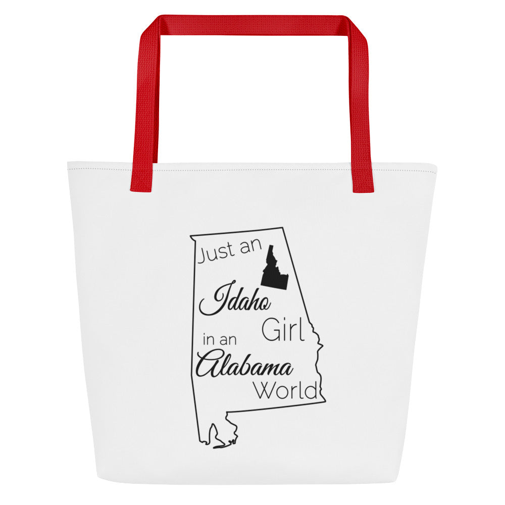 Just an Idaho Girl in an Alabama World Large Tote Bag