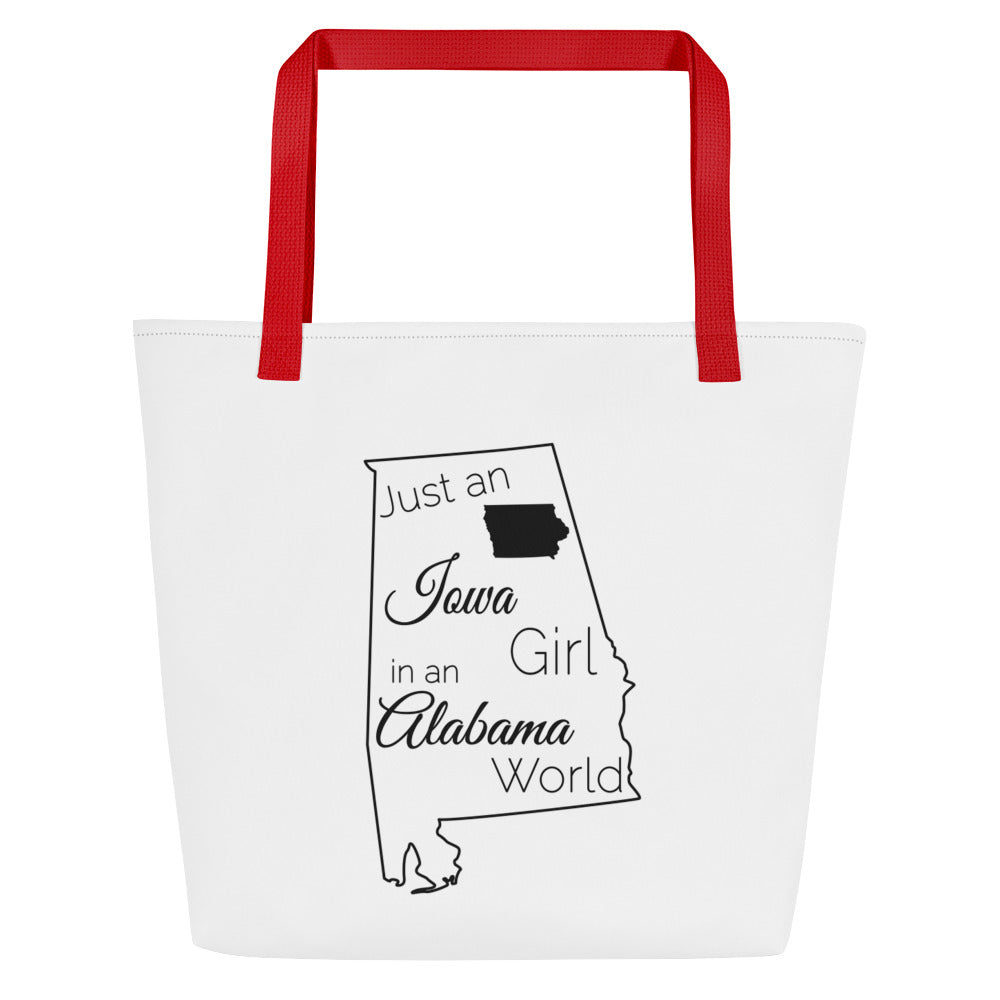 Just an Iowa Girl in an Alabama World Large Tote Bag