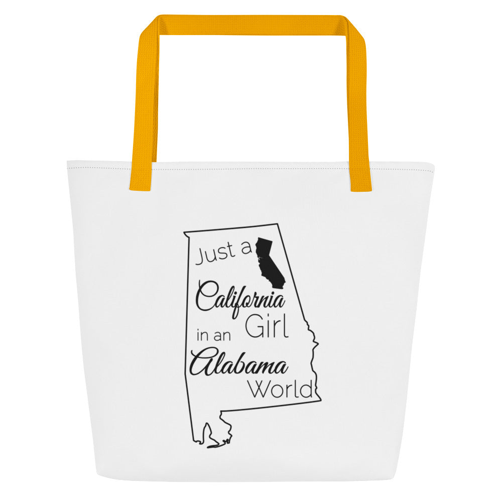 Just a California Girl in an Alabama World Large Tote Bag