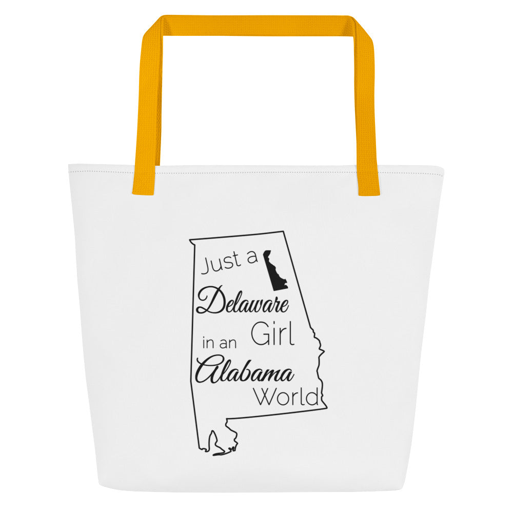 Just a Delaware Girl in an Alabama World Large Tote Bag