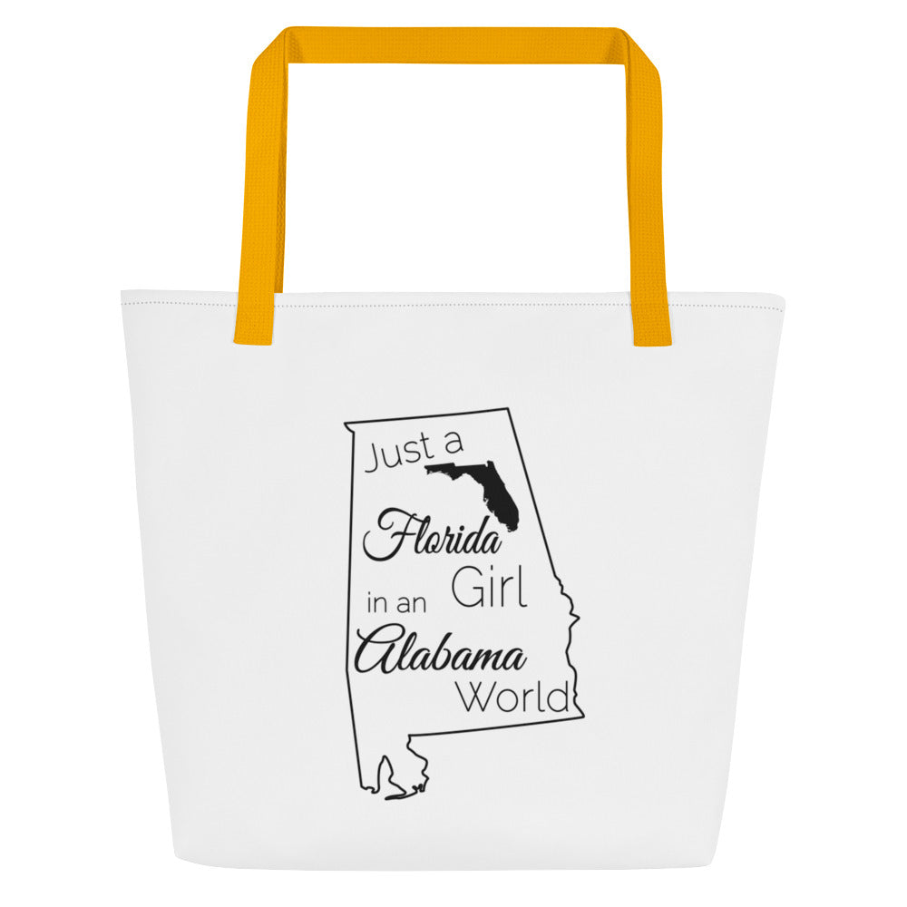 Just a Florida Girl in an Alabama World Large Tote Bag