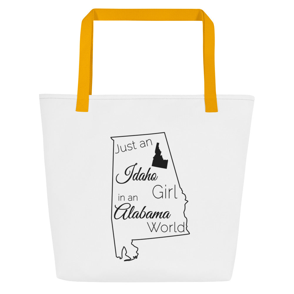 Just an Idaho Girl in an Alabama World Large Tote Bag