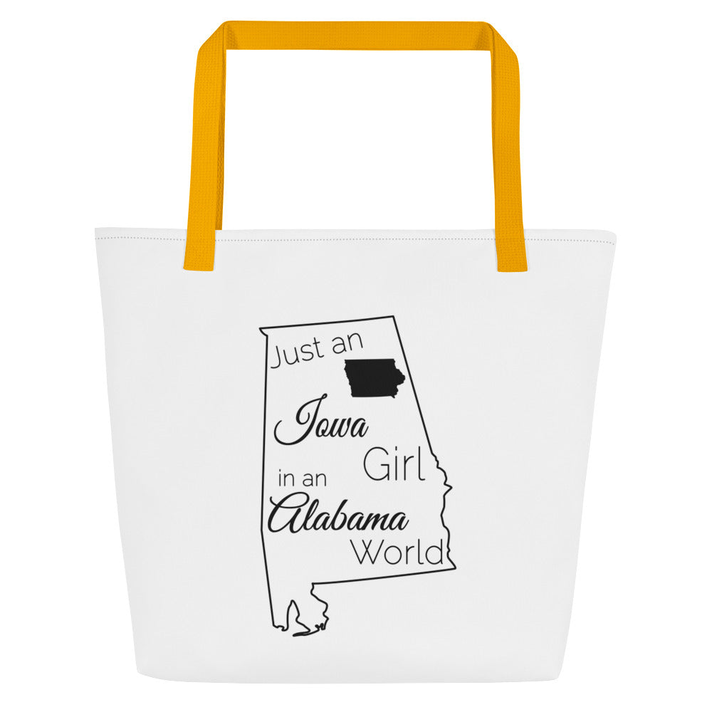 Just an Iowa Girl in an Alabama World Large Tote Bag