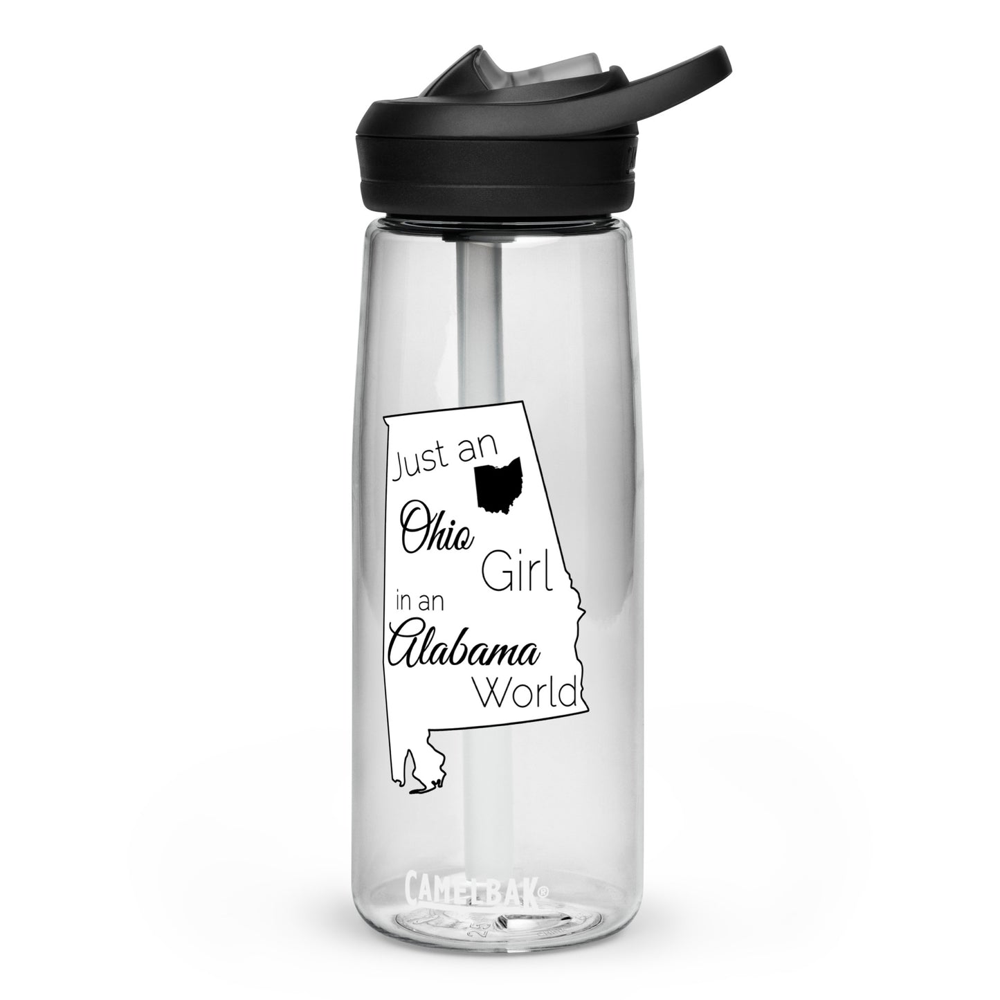 Just an Ohio Girl in an Alabama World Sports water bottle