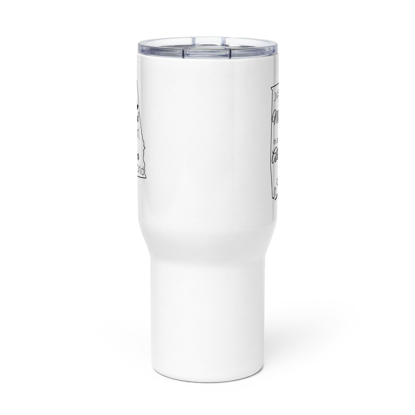 Just a Maryland Girl in an Alabama World Travel mug with a handle