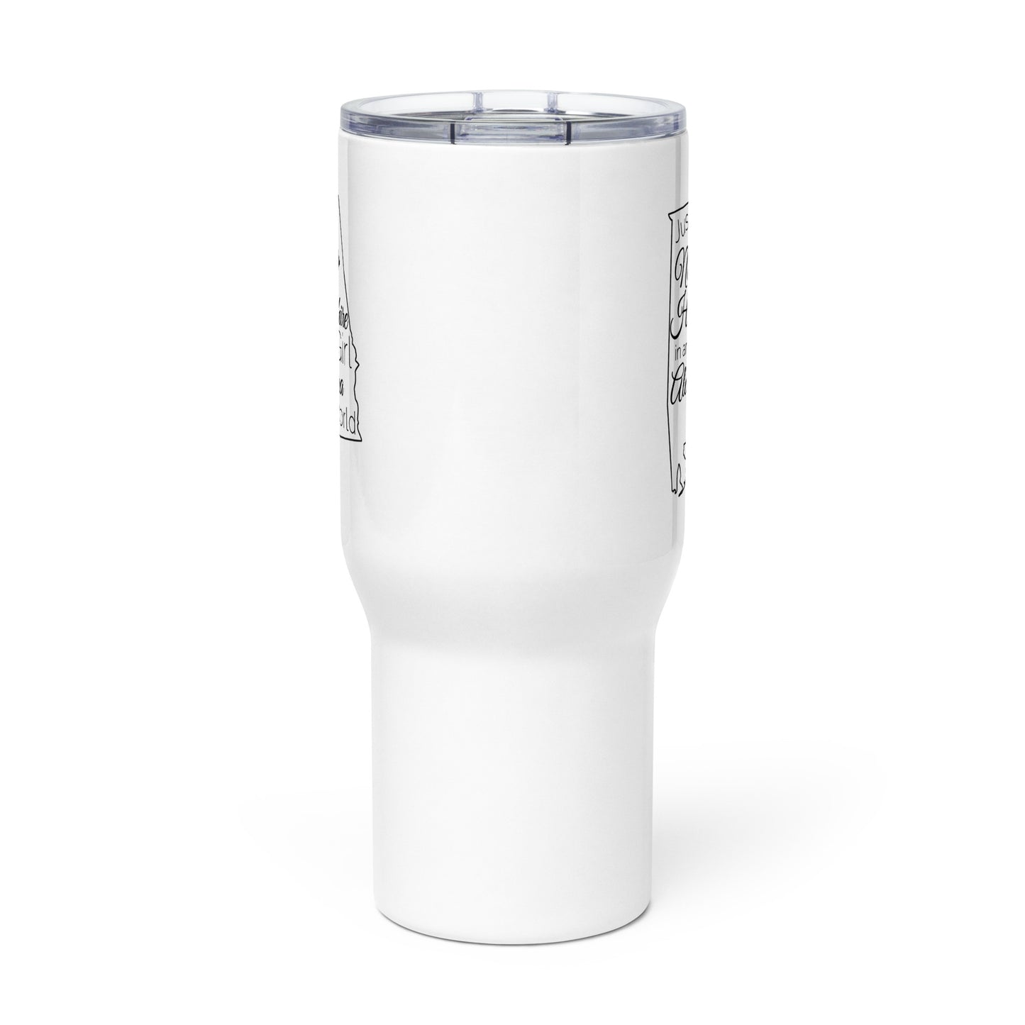 Just a New Hampshire Girl in an Alabama World Travel mug with a handle
