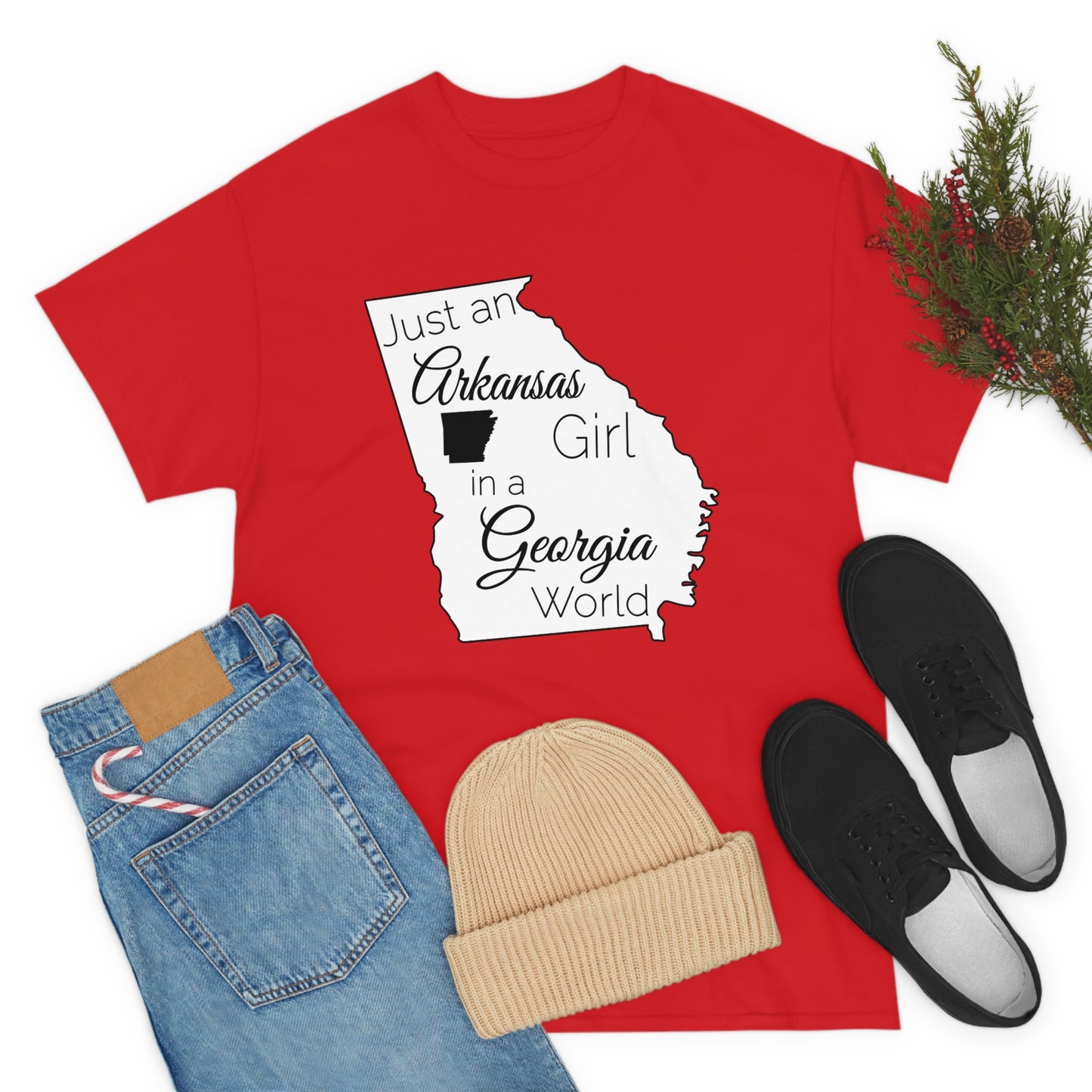 Just an Arkansas Girl in a Georgia World Unisex Heavy Cotton Tee