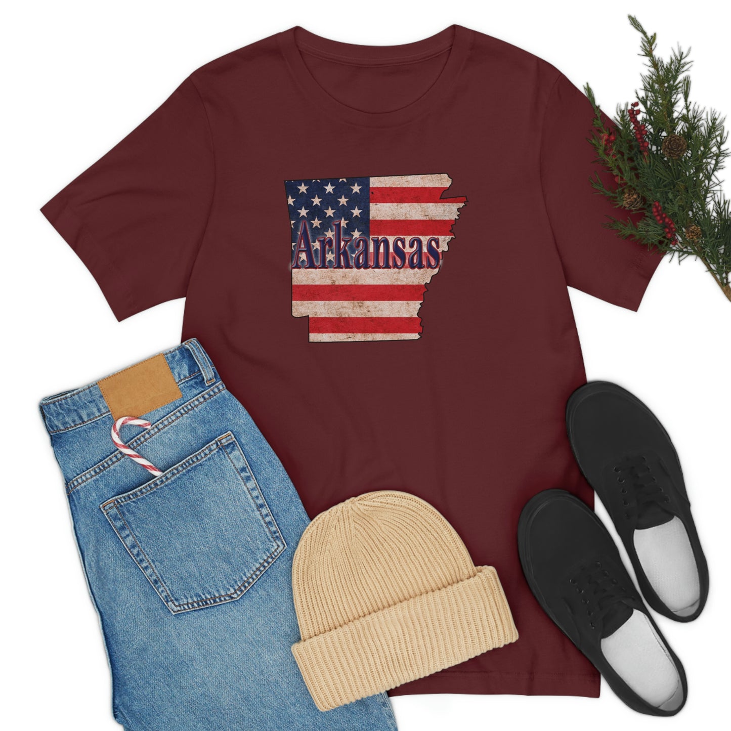 Arkansas US Flag Unisex Jersey Short Sleeve Tee Tshirt T-shirt