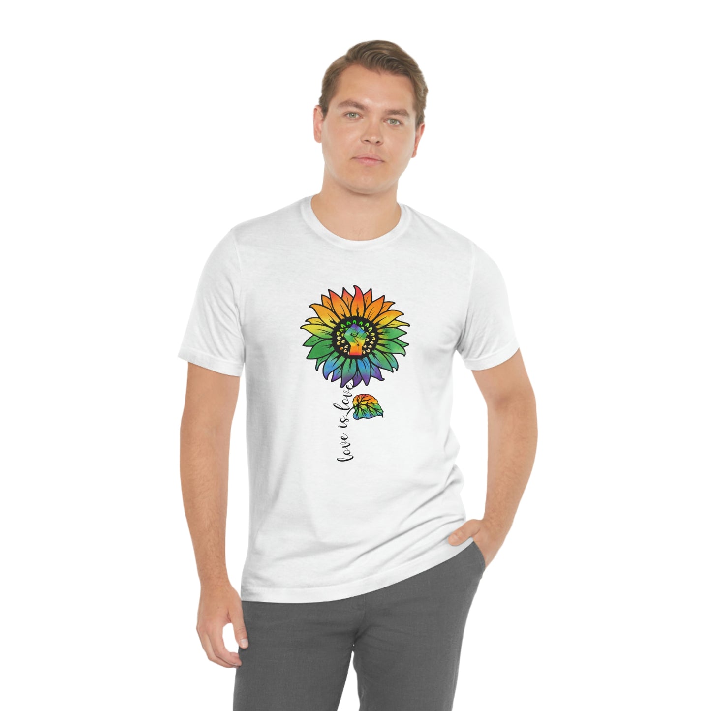 Love is Love Sunflower LGBTQIA Print Unisex Jersey Short Sleeve Tee