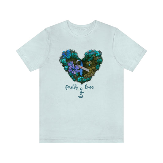 Faith Hope Love Diabetes Awareness Print Unisex Jersey Short Sleeve Tee