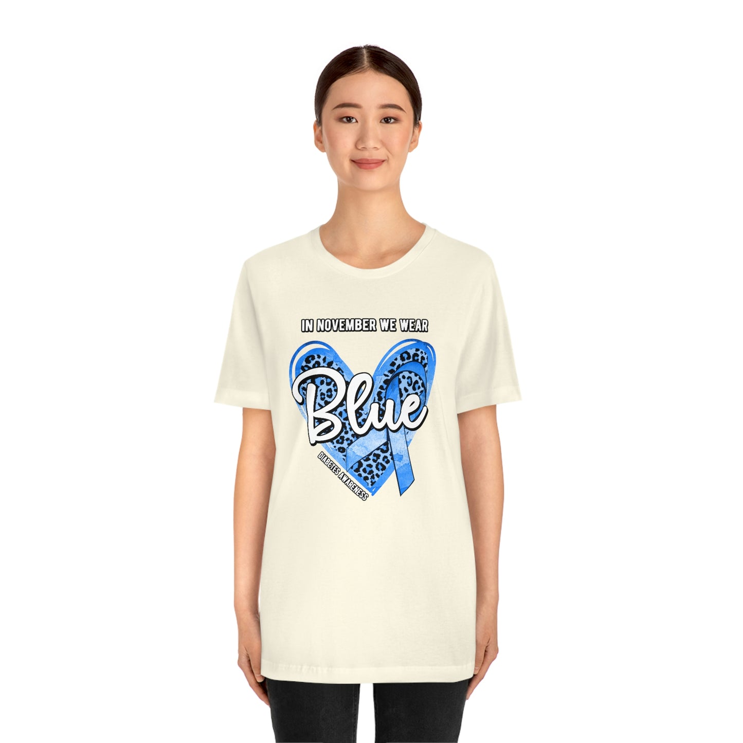 In November We Wear Blue Diabetes Awareness Print Unisex Jersey Short Sleeve Tee