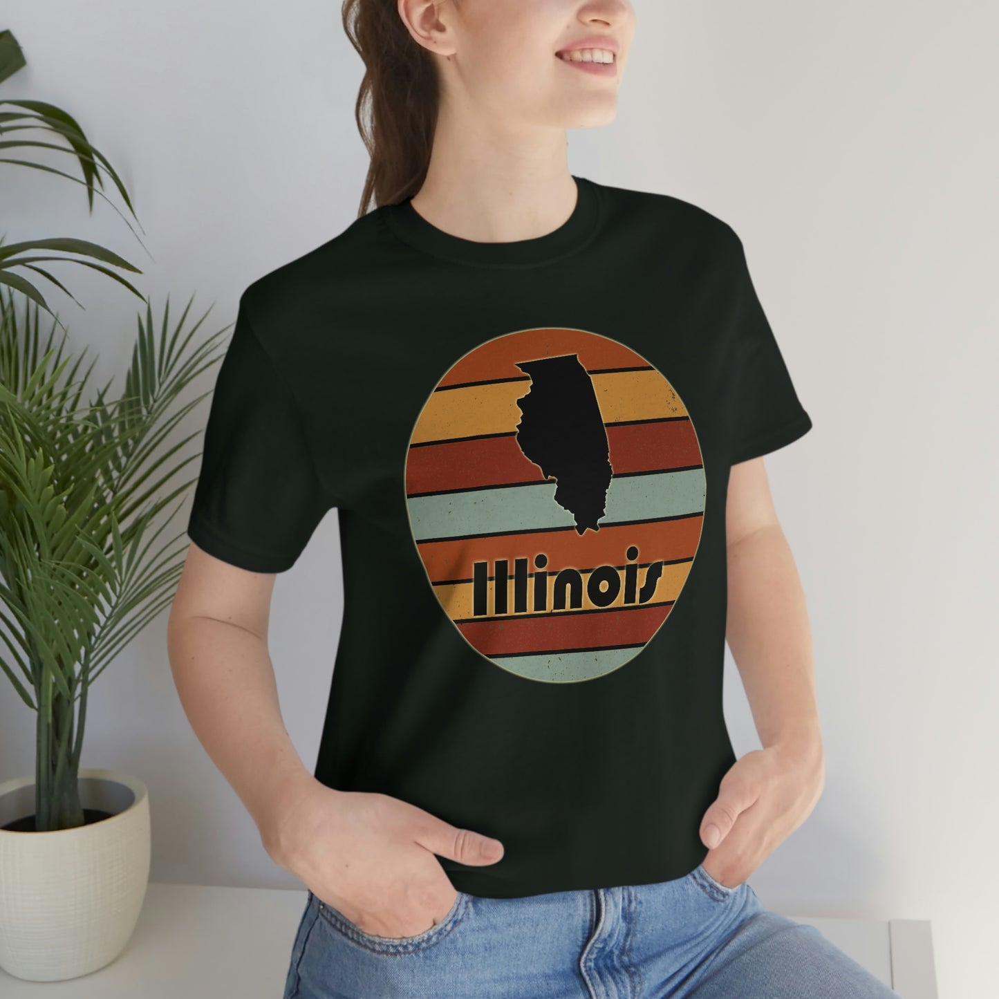 Illinois Retro Sunset Short Sleeve T-shirt