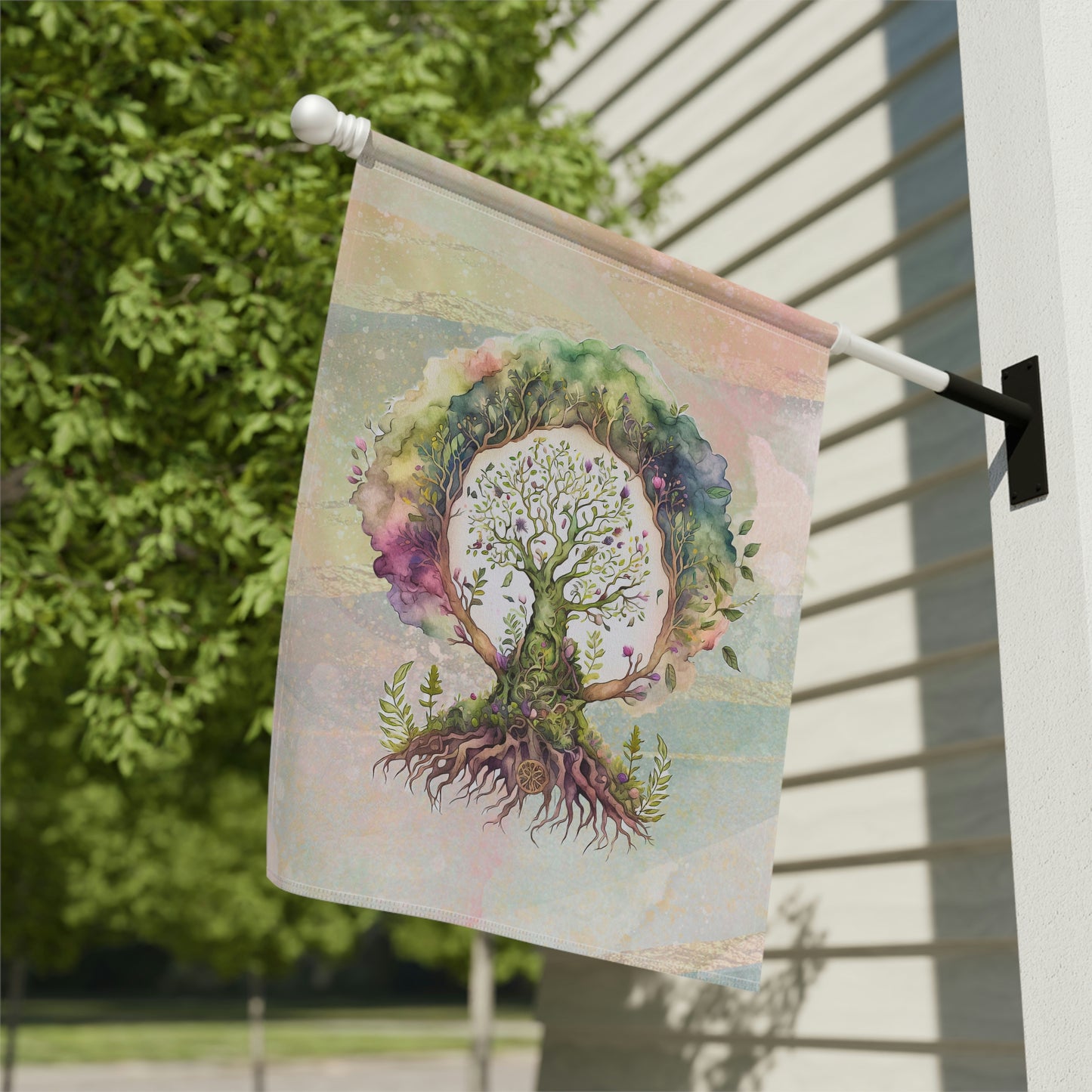 Spring Tree of Life Watercolor Garden & House Banner