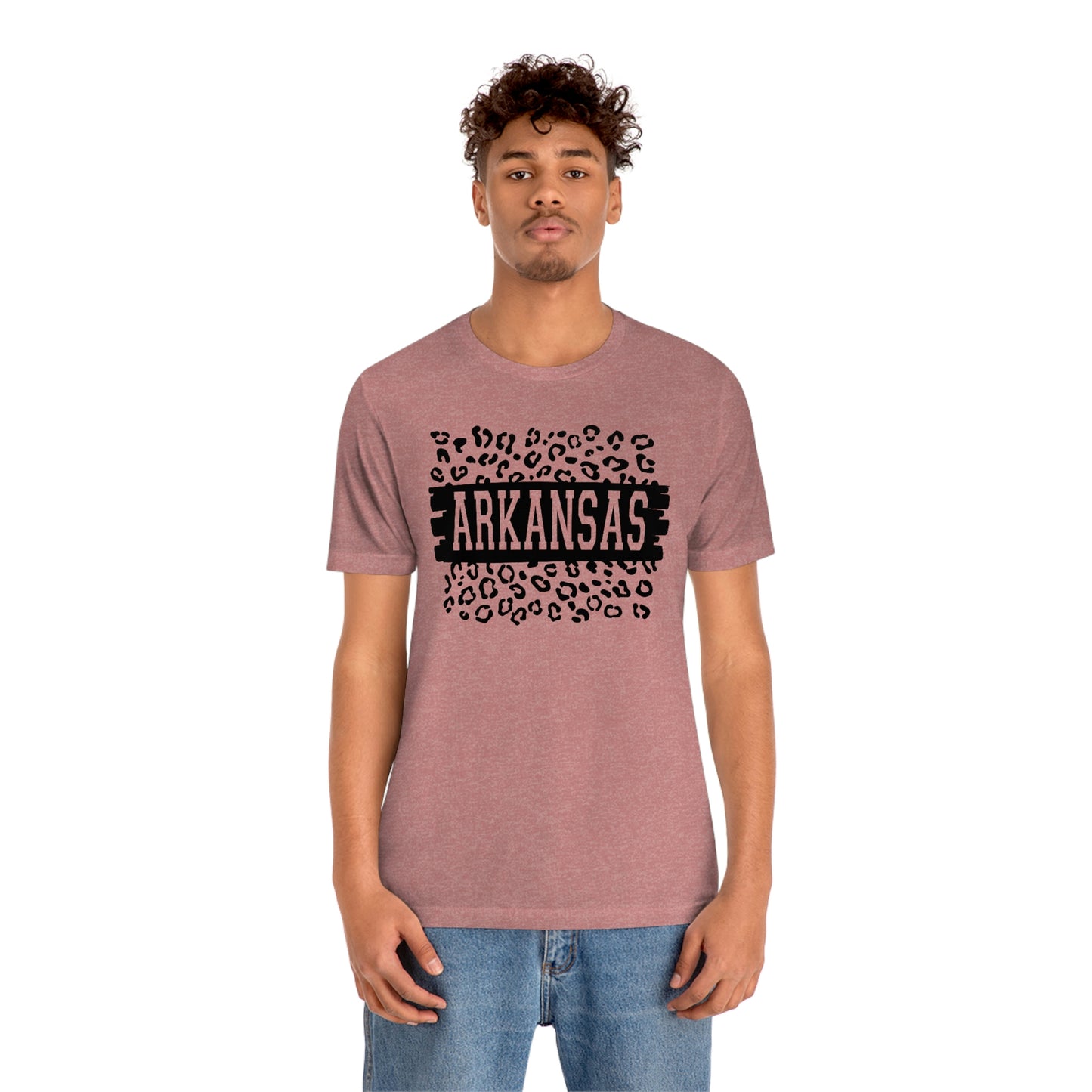 Arkansas Leopard Print US Flag Unisex Jersey Short Sleeve Tee Tshirt T-shirt
