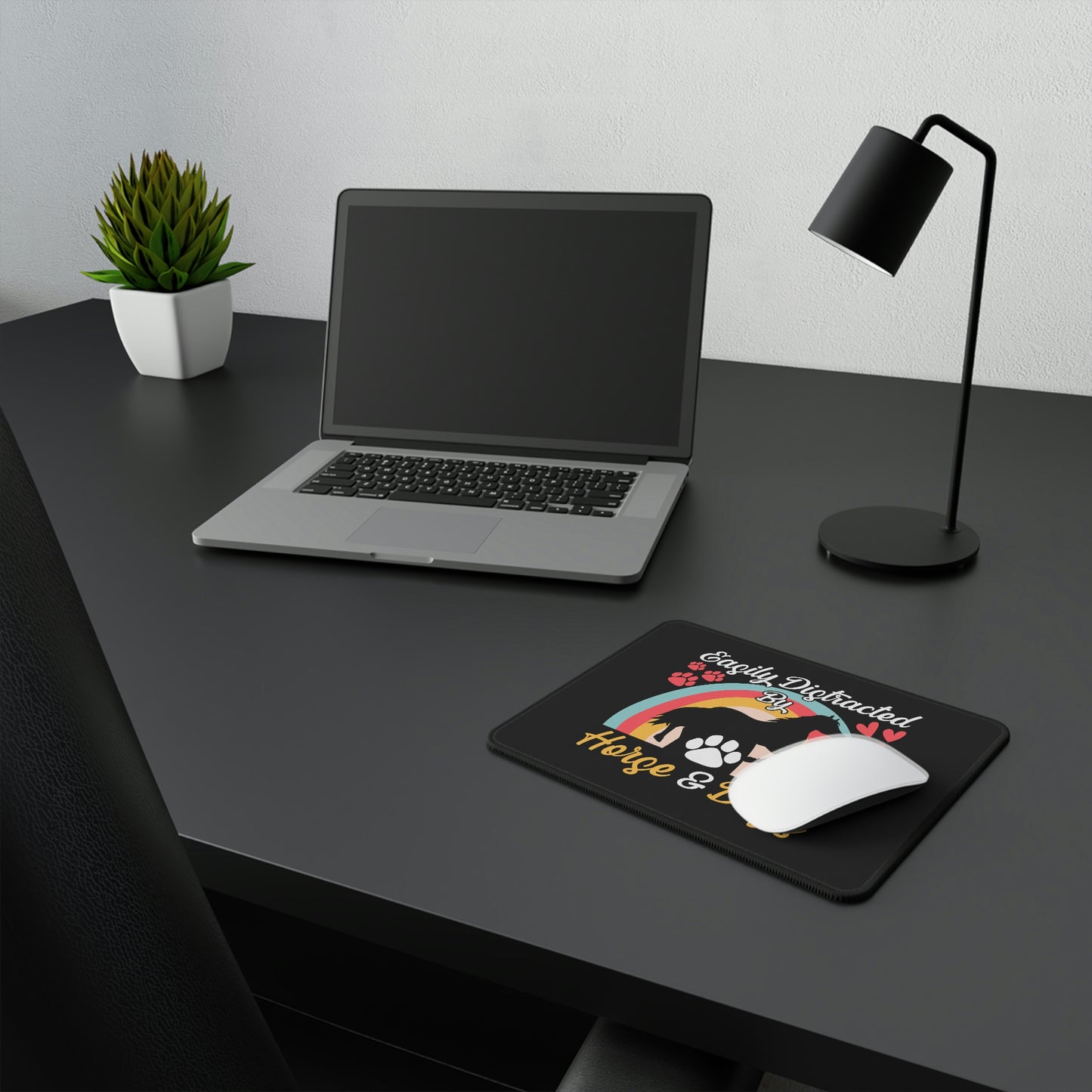 Easily Distracted by Horse and Dogs Non-Slip Mouse Pads
