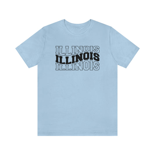 Illinois Varsity Letters Wavy Short Sleeve T-shirt