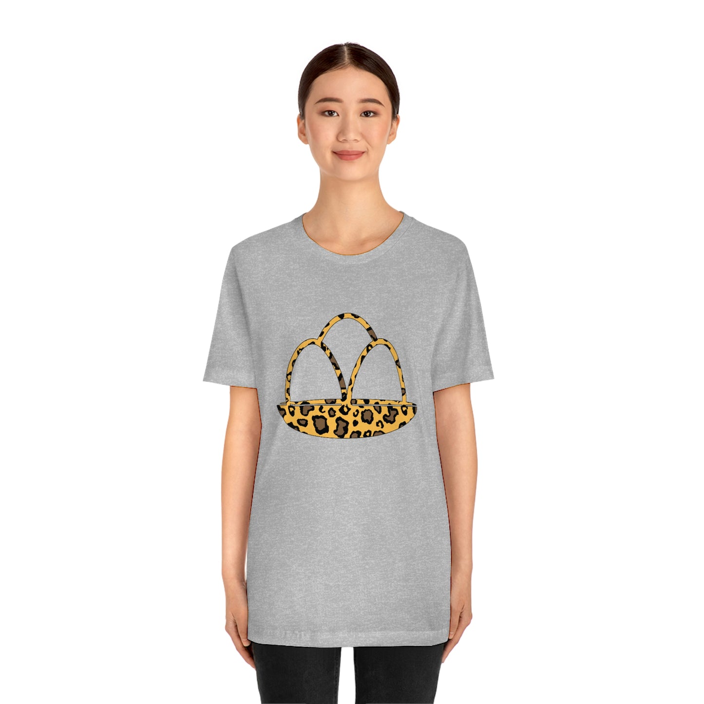 Leopard Print Egg Basket Spring Easter Unisex Jersey Short Sleeve Tee