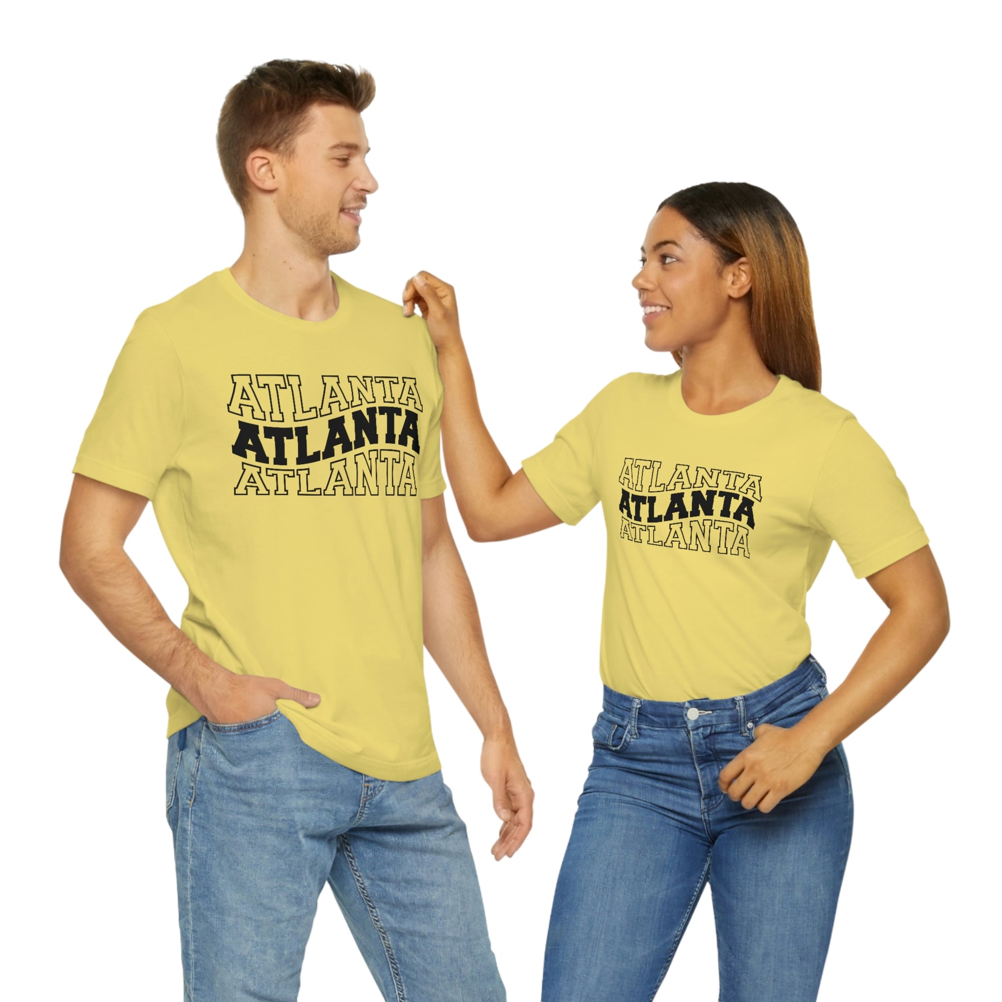Atlanta Georgia Varsity Letters Wavy Short Sleeve T-shirt