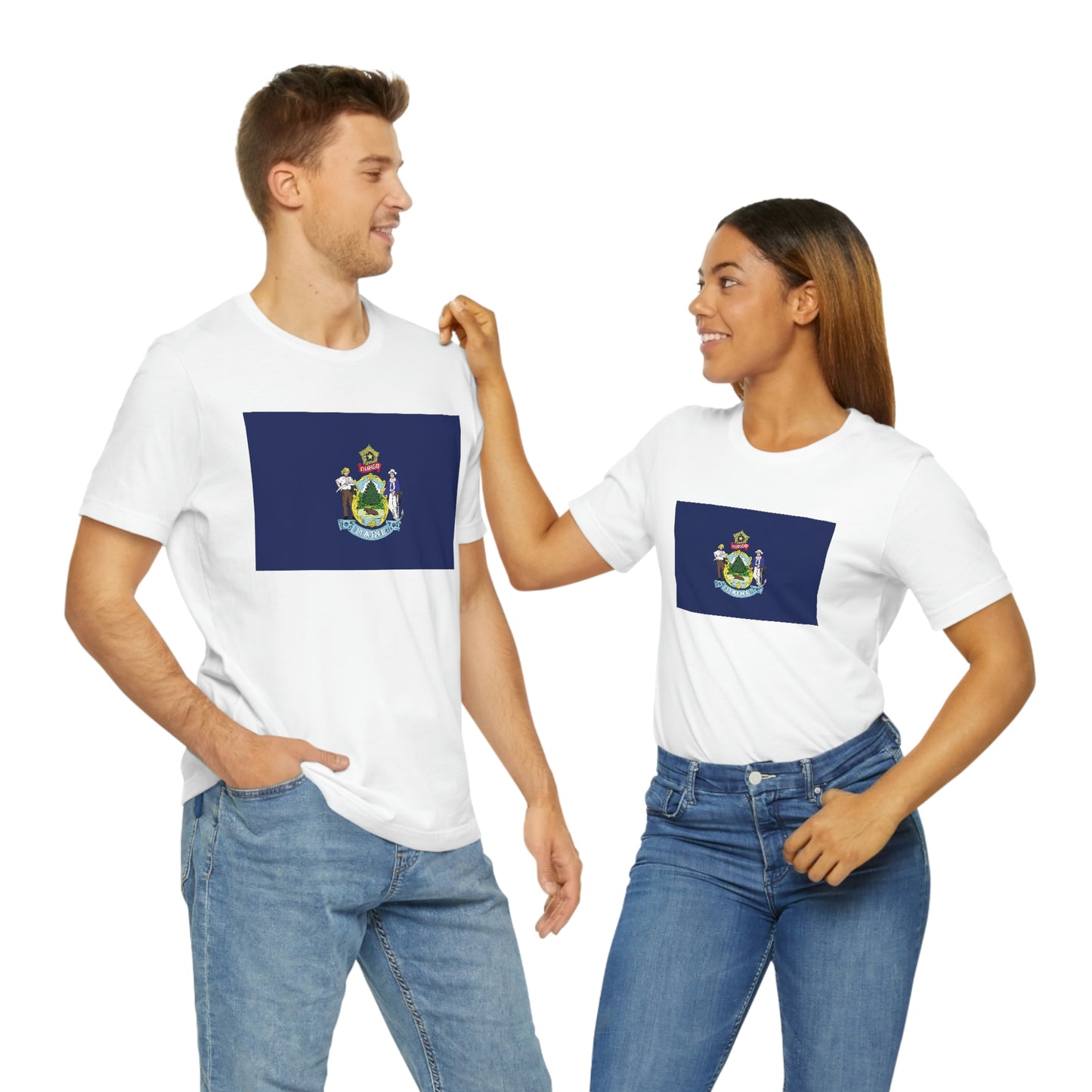 Maine Flag Unisex Jersey Short Sleeve Tee Tshirt T-shirt