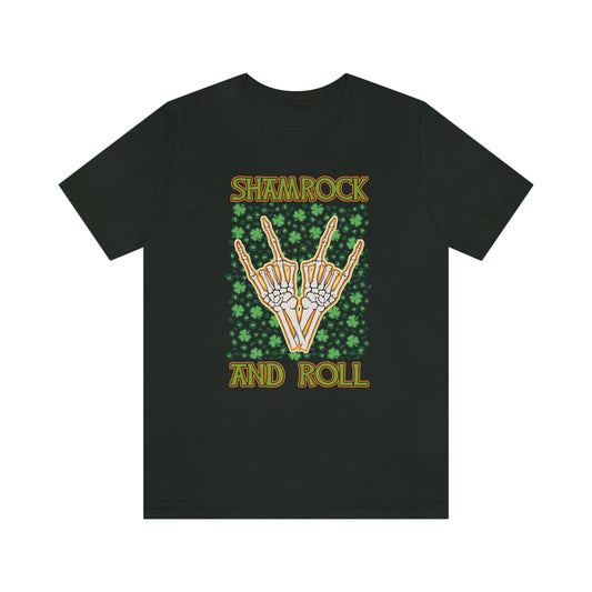 Shamrock and Roll St. Patrick's Day Unisex Jersey Short Sleeve Tee