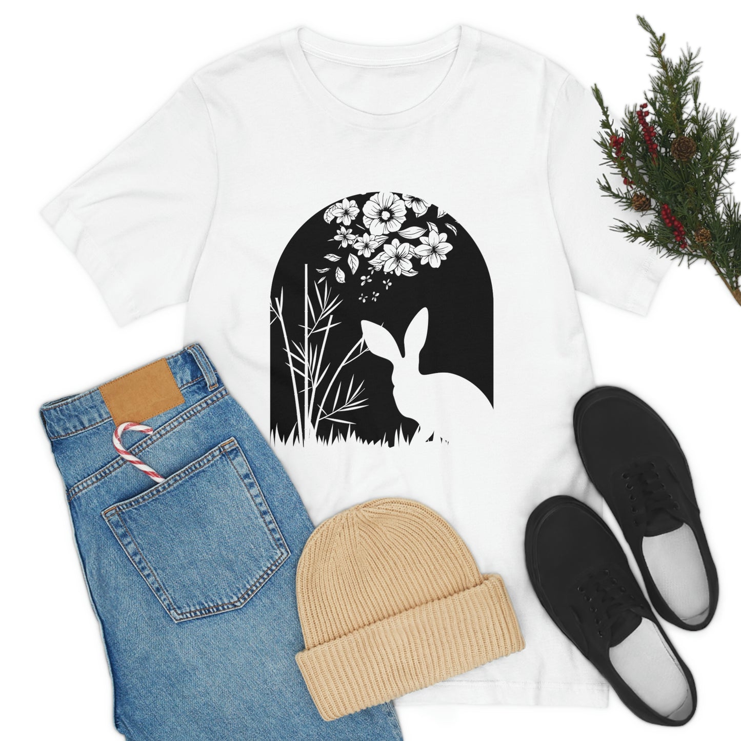 Bunny Silhouette Spring Rabbit Unisex Jersey Short Sleeve Tee