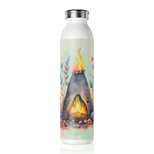 Beltane Fire Watercolor Slim Water Bottle
