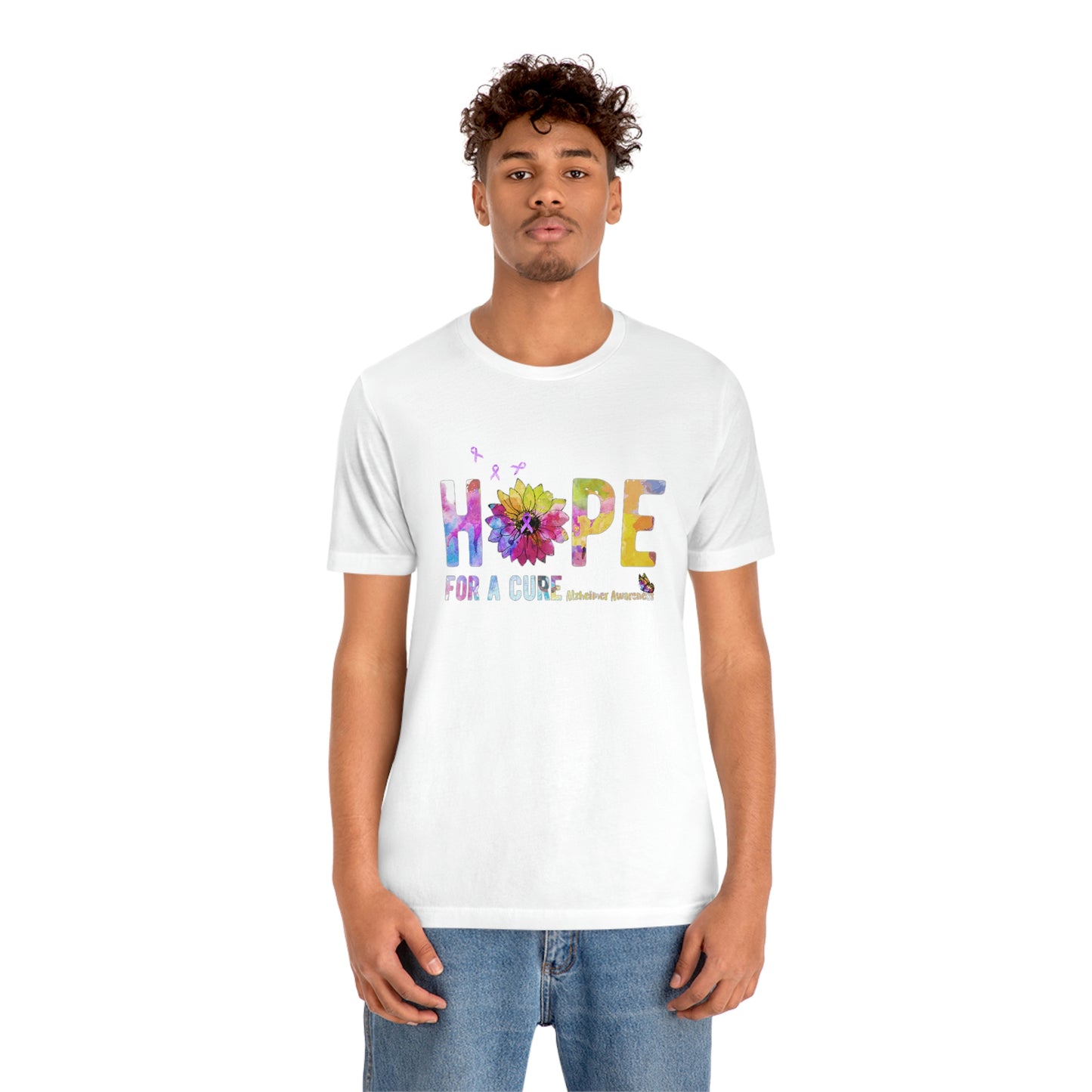 Hope For a Cure Alzheimer's Print Unisex Jersey Short Sleeve Tee
