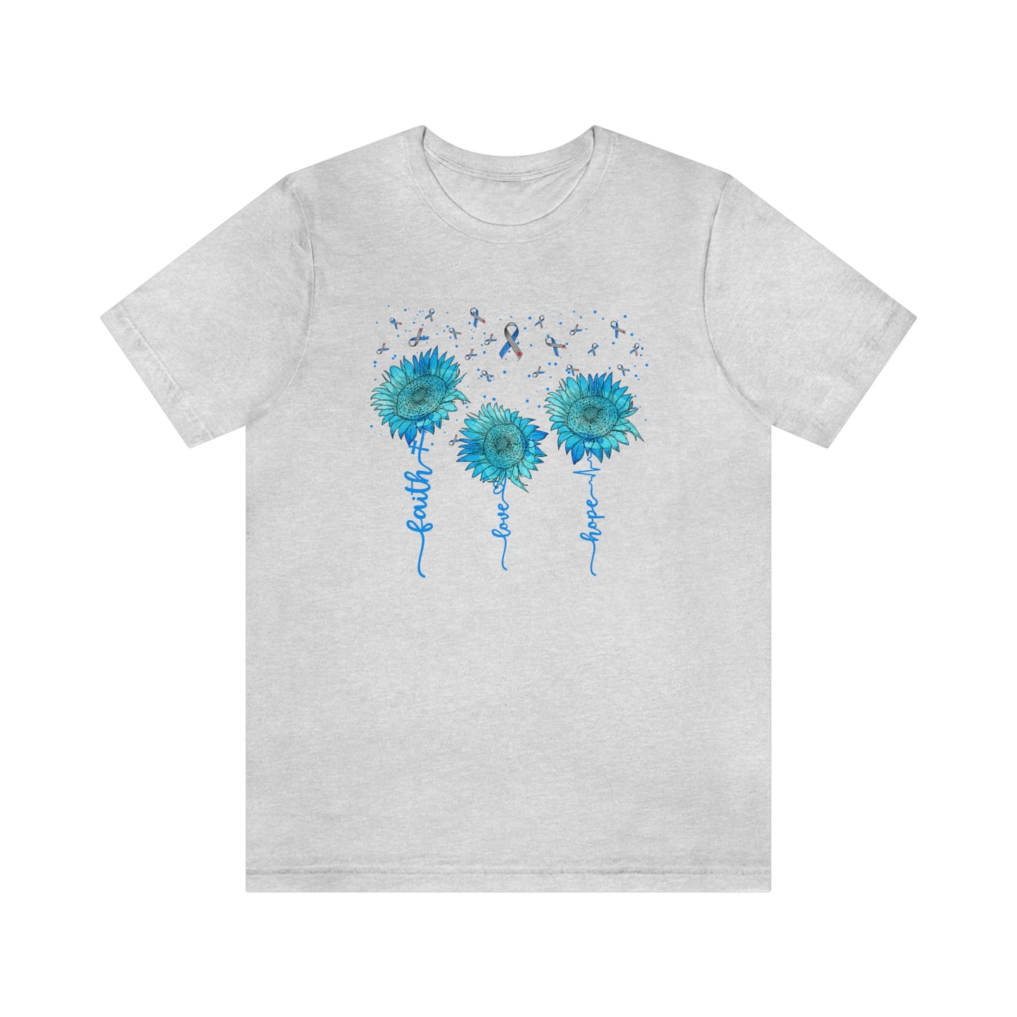 Faith Hope Love Sunflowers Diabetes Awareness Print Unisex Jersey Short Sleeve Tee