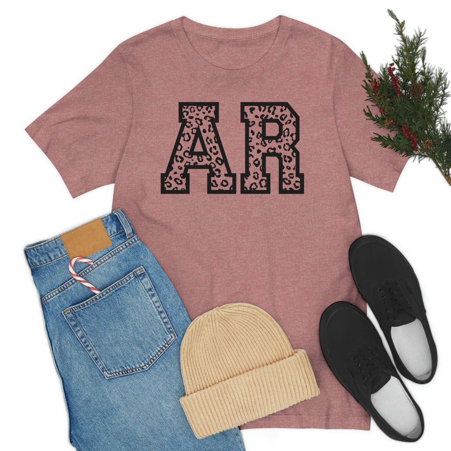 Arkansas AR Leopard Print US Flag Unisex Jersey Short Sleeve Tee Tshirt T-shirt