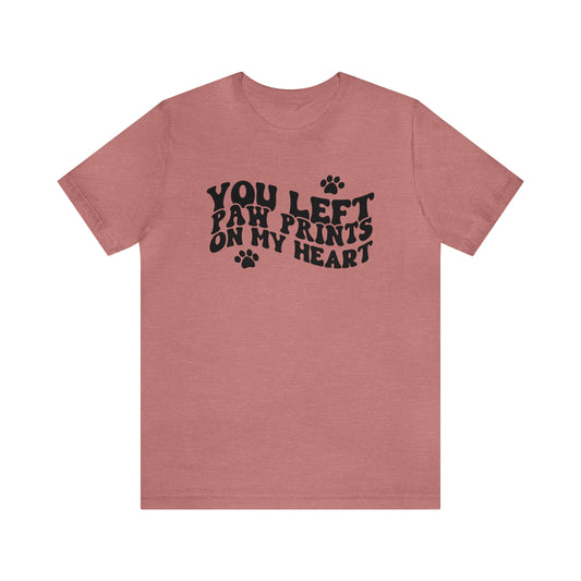 You Left Your Paw Prints On My Heart Cat Short Sleeve T-shirt