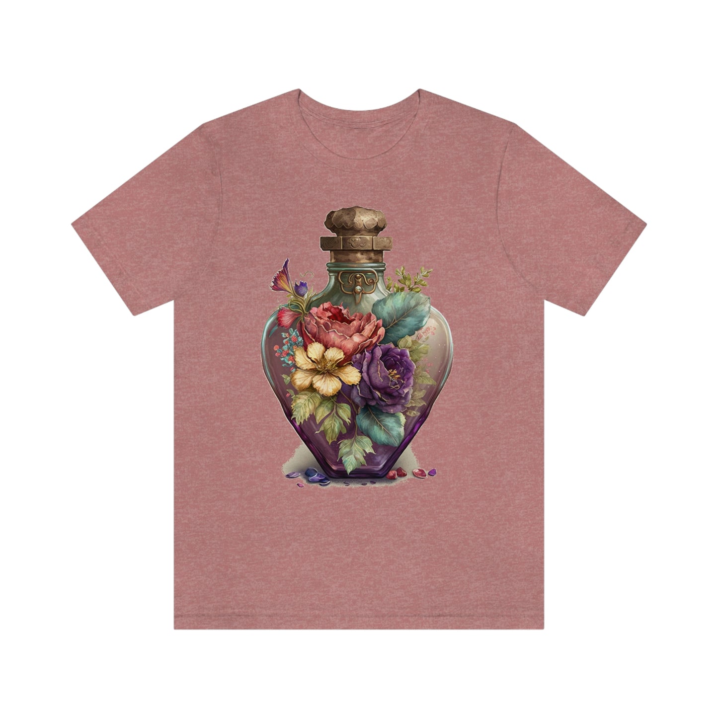 Vintage Bottle Floral Unisex Jersey Short Sleeve Tee