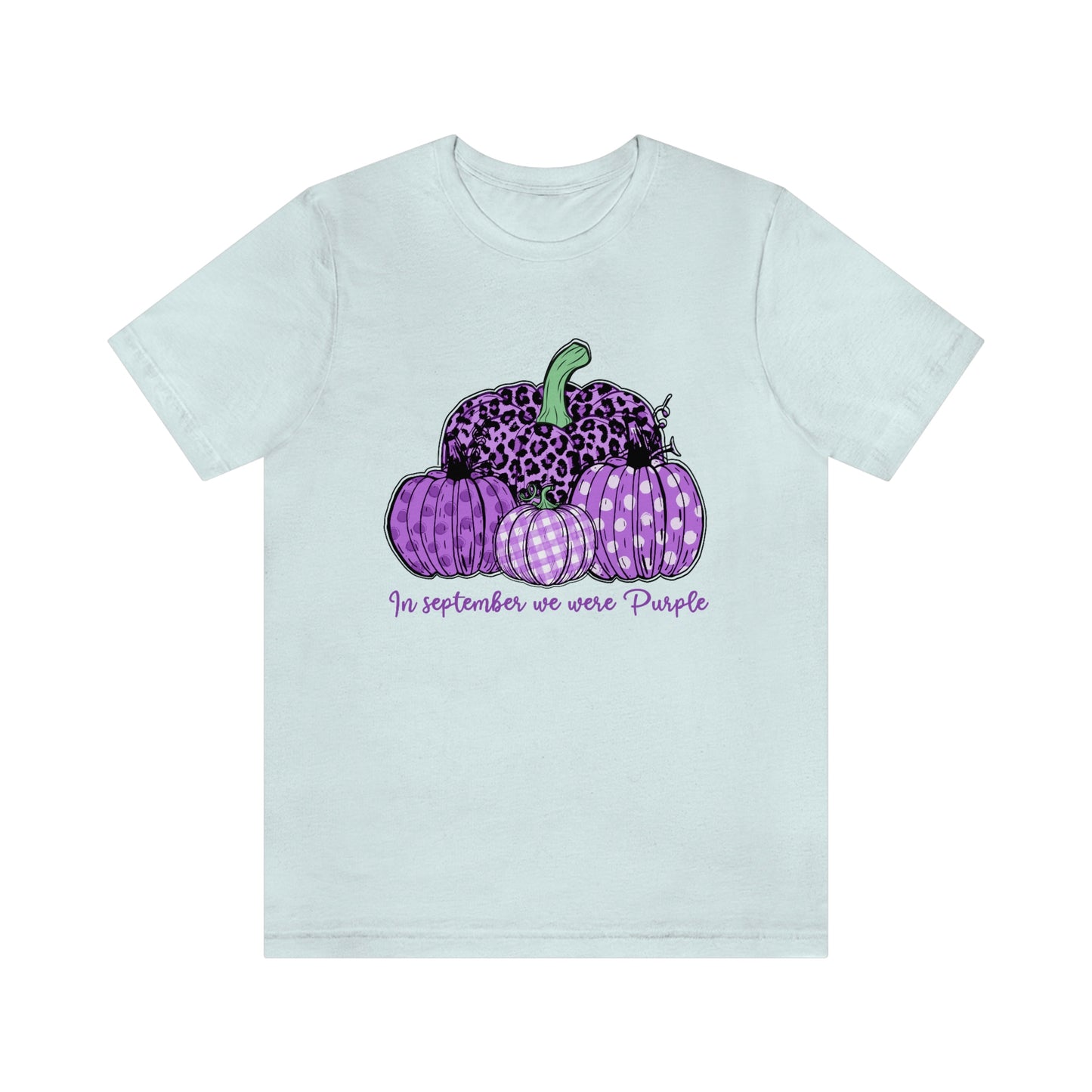 In September We Wear Purple Alzheimer's Print Unisex Jersey Short Sleeve Tee