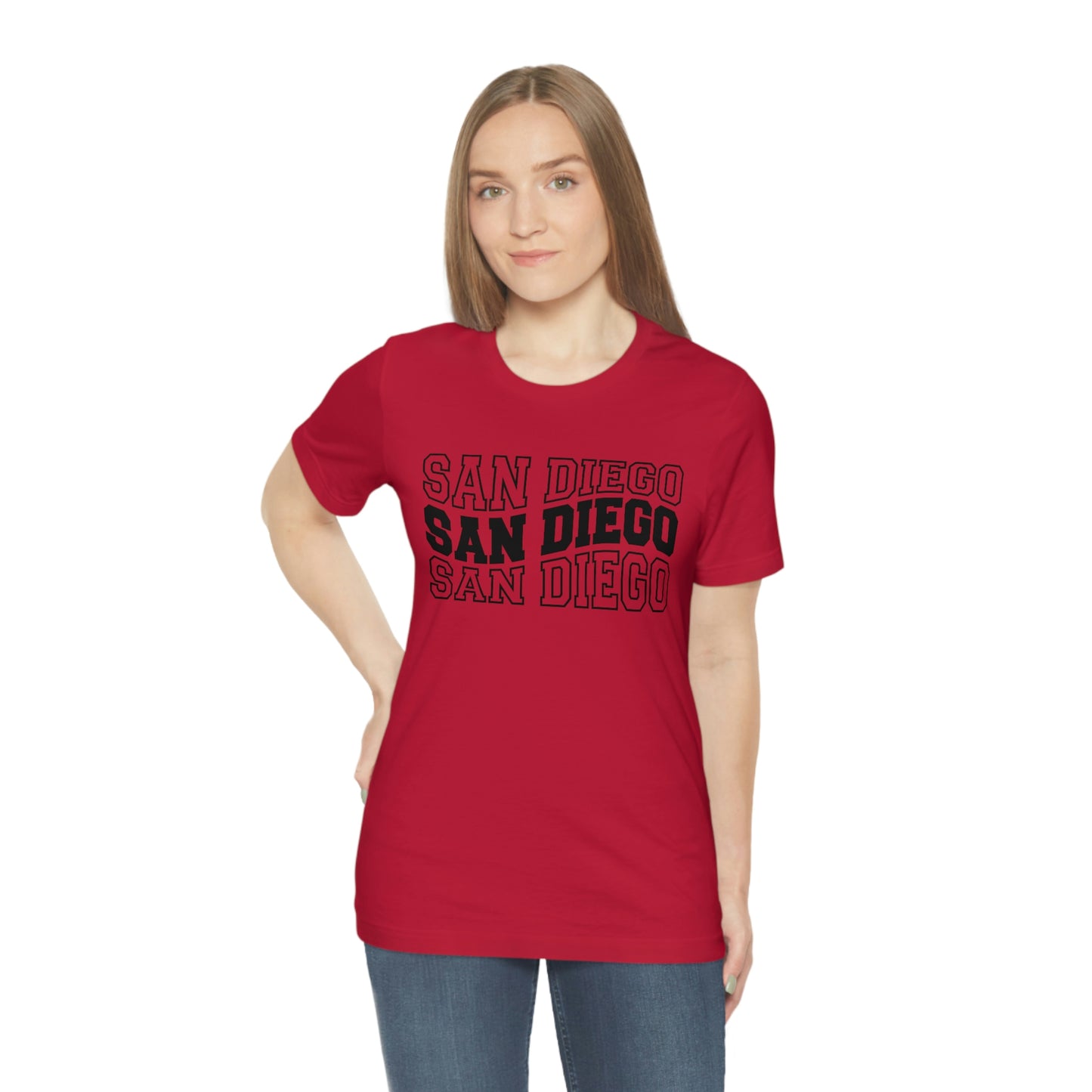 San Diego California Varsity Letters Wavy Unisex Jersey Short Sleeve Tee Tshirt T-shirt