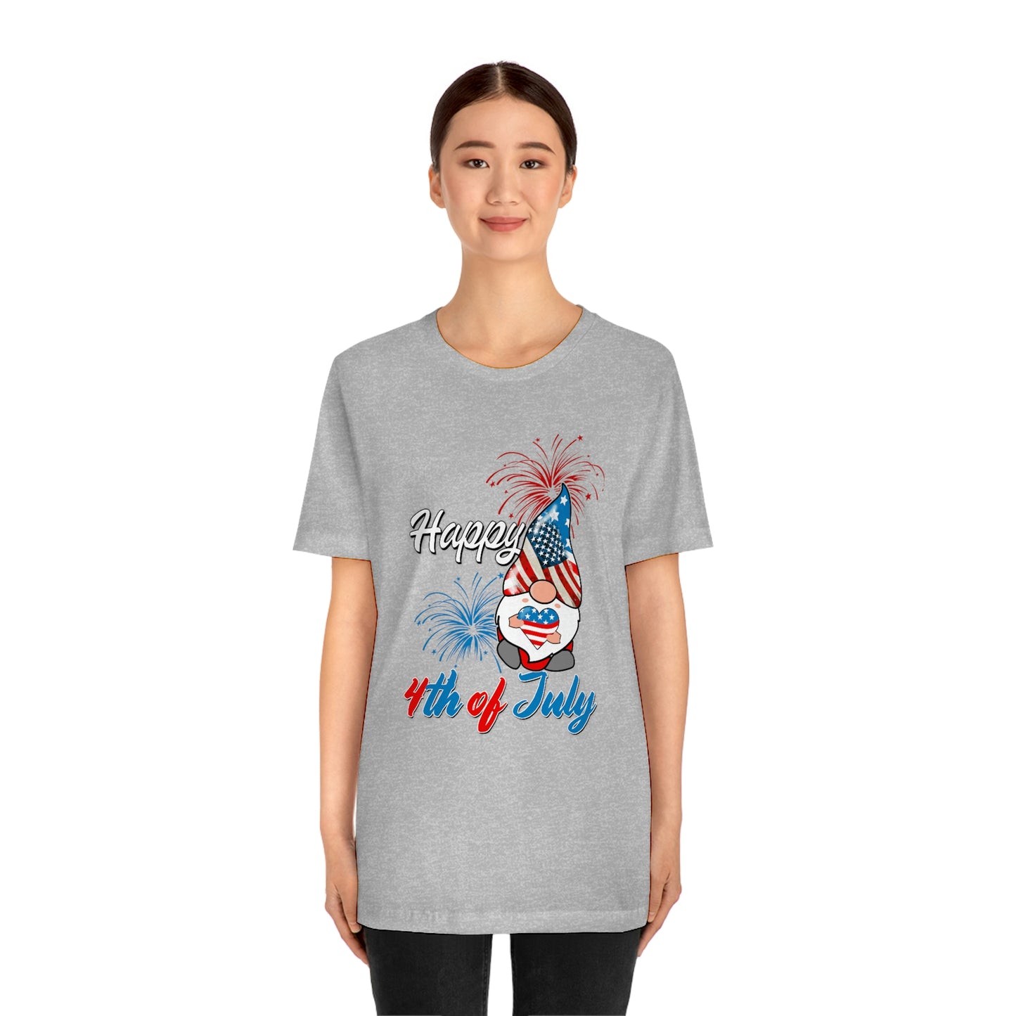 Gnome Happy 4th of July Independence Day Unisex Jersey Short Sleeve Tee