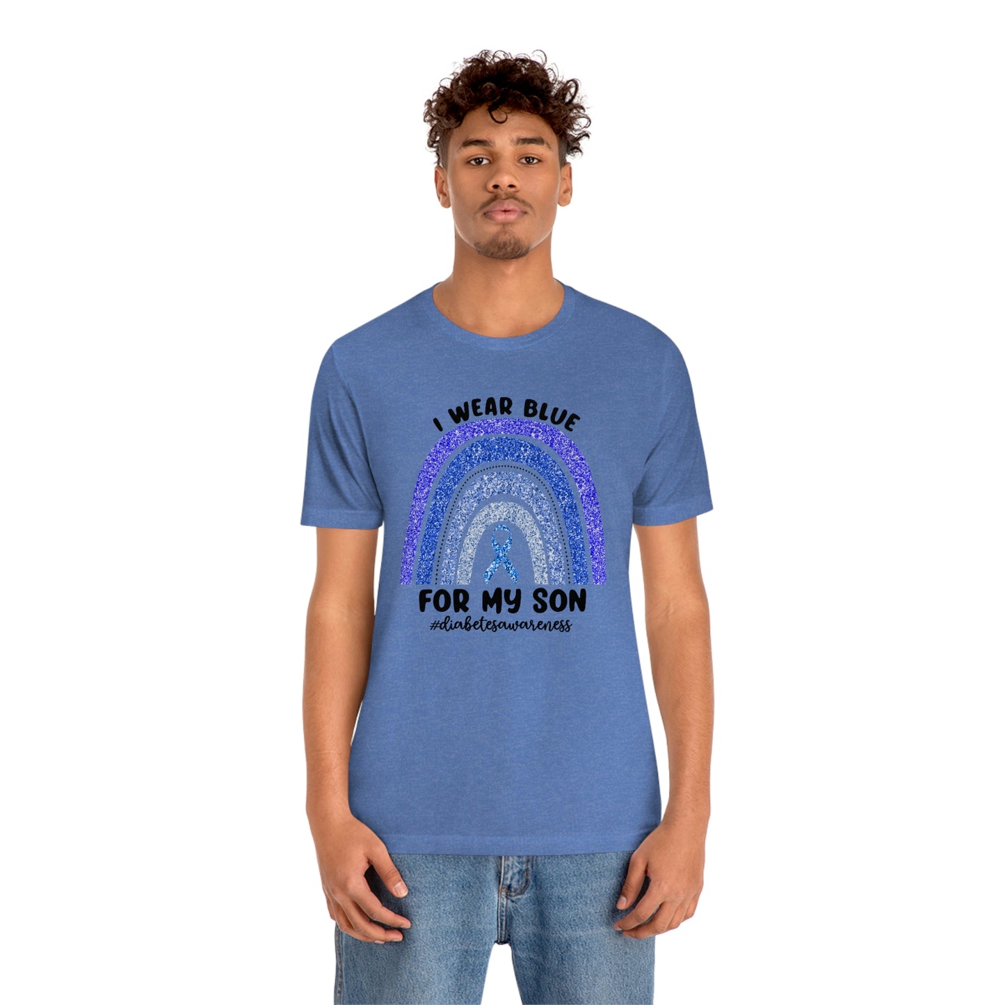 I Wear Blue For My Son Diabetes Awareness Print Unisex Jersey Short Sleeve Tee