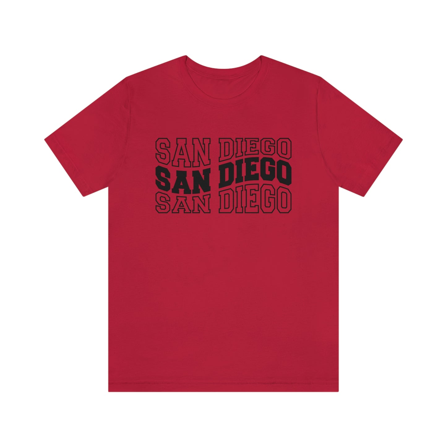 San Diego California Varsity Letters Wavy Unisex Jersey Short Sleeve Tee Tshirt T-shirt