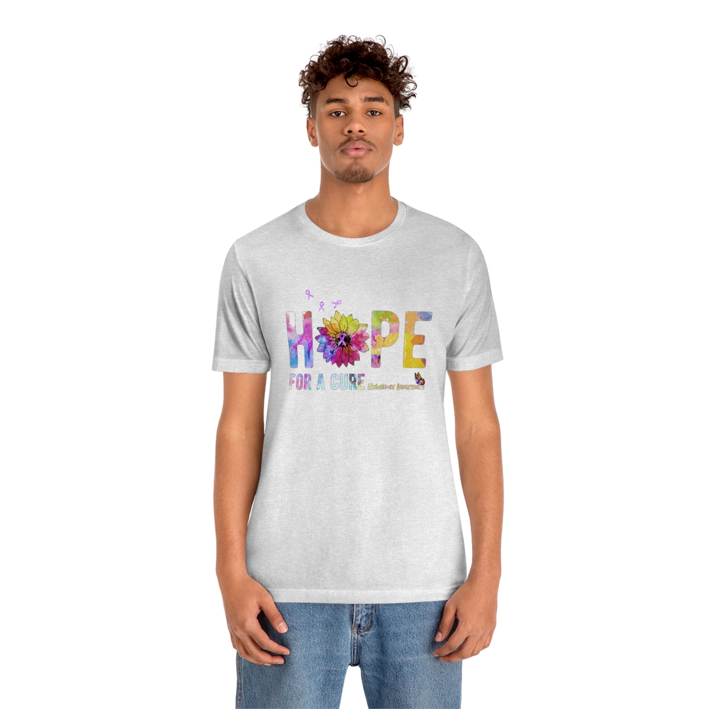 Hope For a Cure Alzheimer's Print Unisex Jersey Short Sleeve Tee