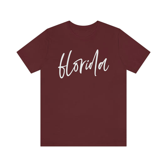Florida White Script Short Sleeve T-shirt