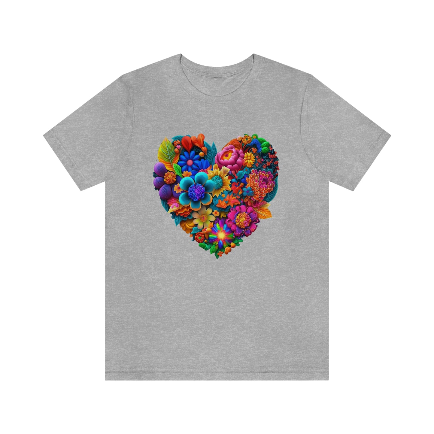Bright Floral Heart Unisex Jersey Short Sleeve Tee