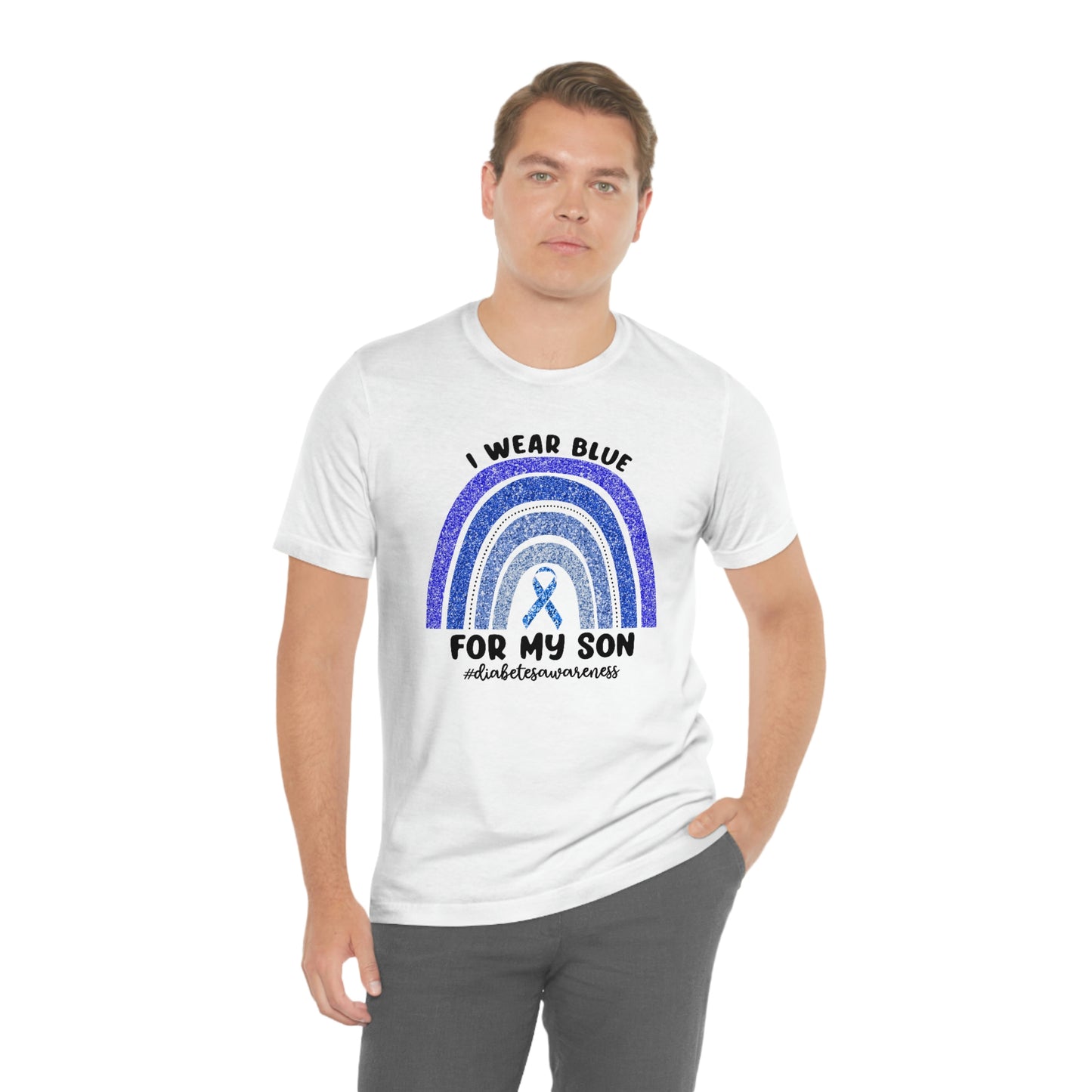I Wear Blue For My Son Diabetes Awareness Print Unisex Jersey Short Sleeve Tee