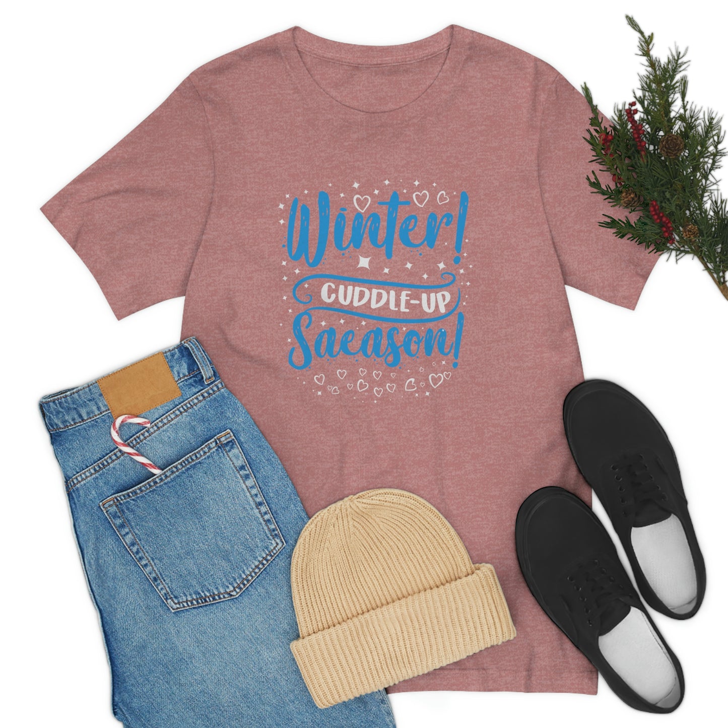 Winter Cuddle Up Season Print Unisex Jersey Short Sleeve Tee