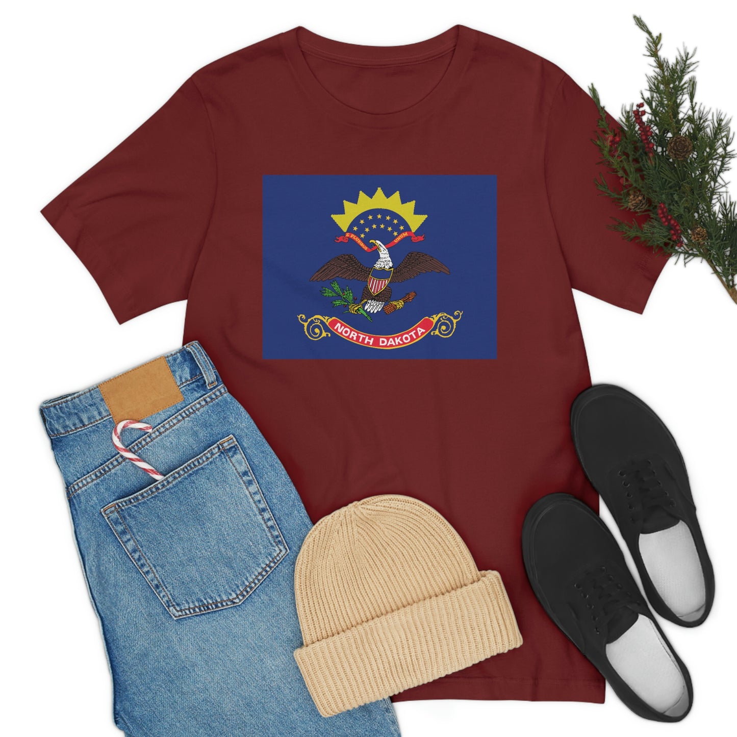 North Dakota Flag Unisex Jersey Short Sleeve Tee Tshirt T-shirt