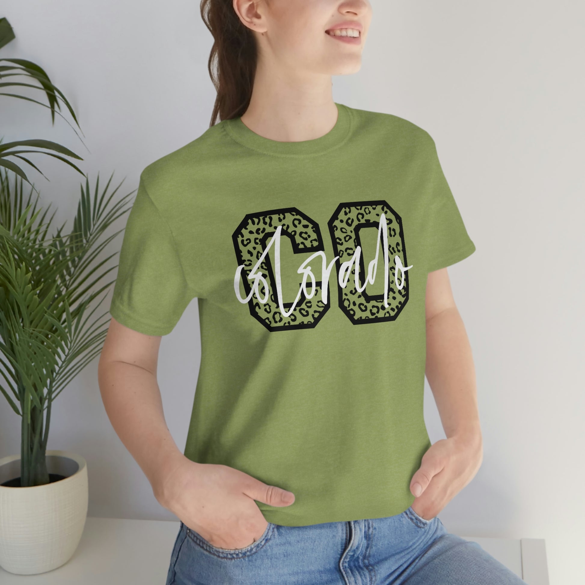 Colorado Leopard Print Script Unisex Jersey Short Sleeve Tee Tshirt T-shirt