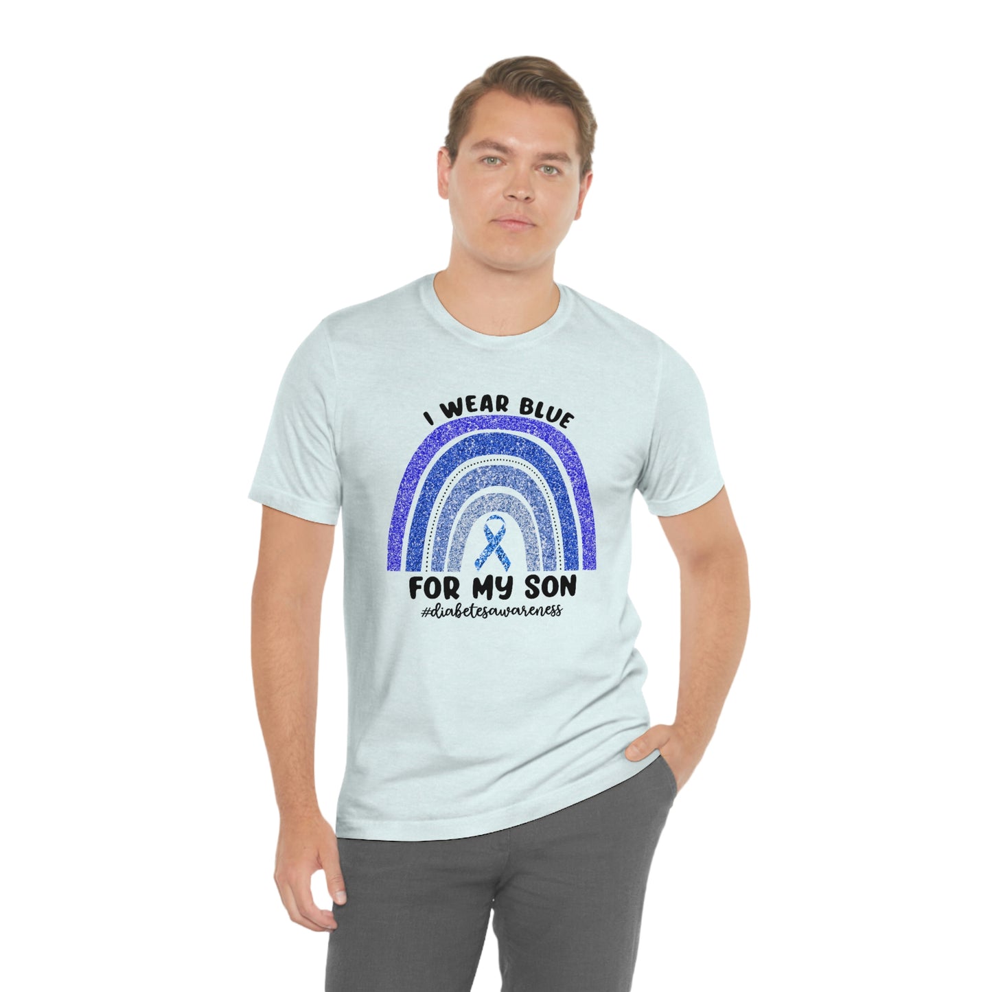 I Wear Blue For My Son Diabetes Awareness Print Unisex Jersey Short Sleeve Tee