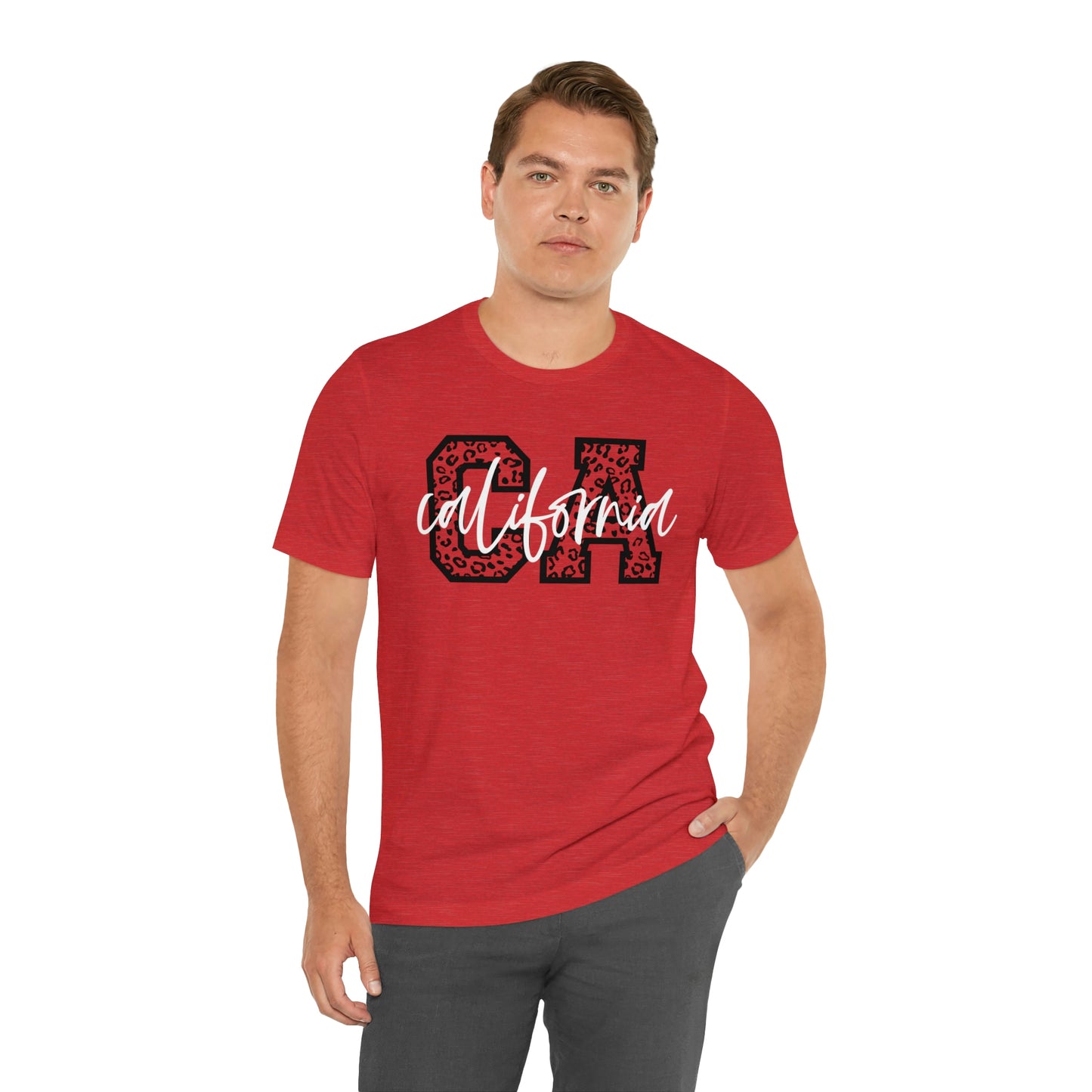 California CA Leopard Print Unisex Jersey Short Sleeve Tee Tshirt T-shirt