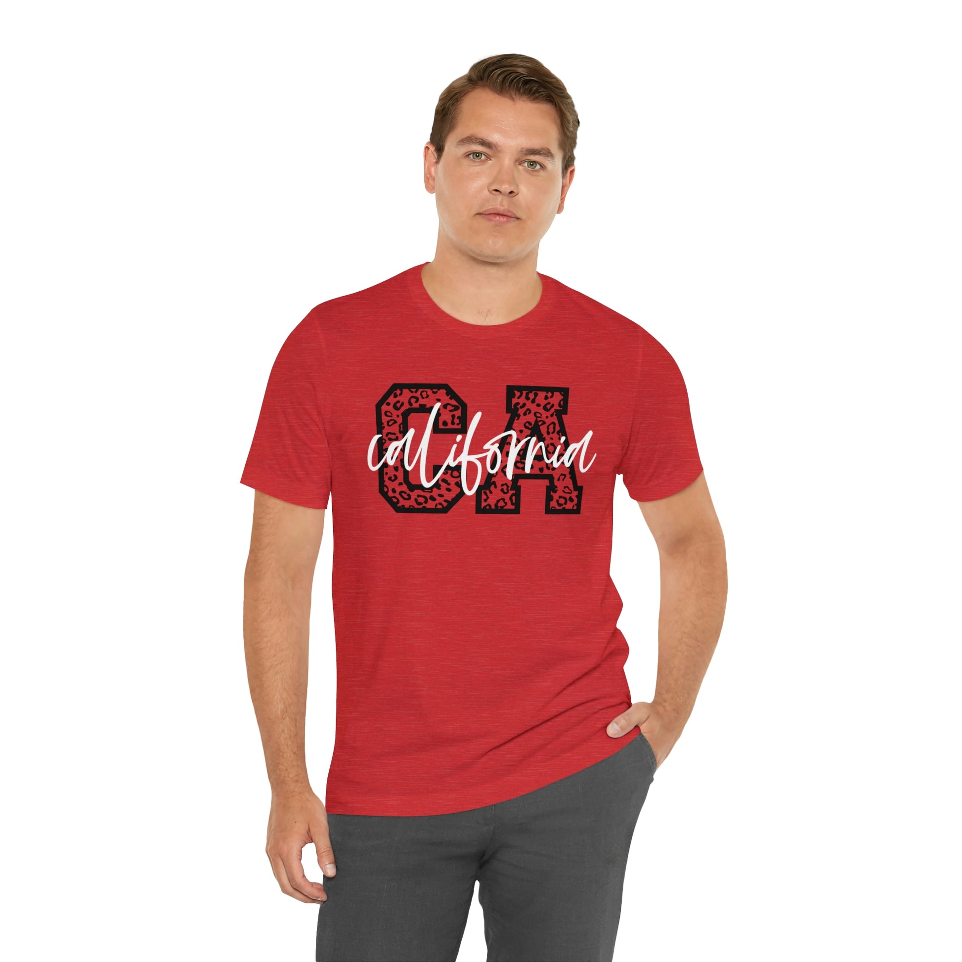 California CA Leopard Print Unisex Jersey Short Sleeve Tee Tshirt T-shirt