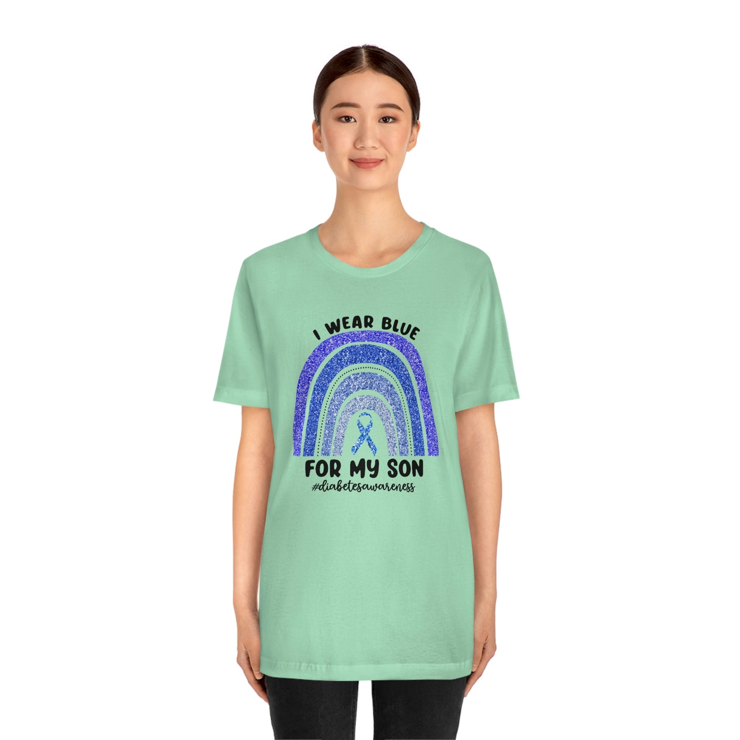 I Wear Blue For My Son Diabetes Awareness Print Unisex Jersey Short Sleeve Tee