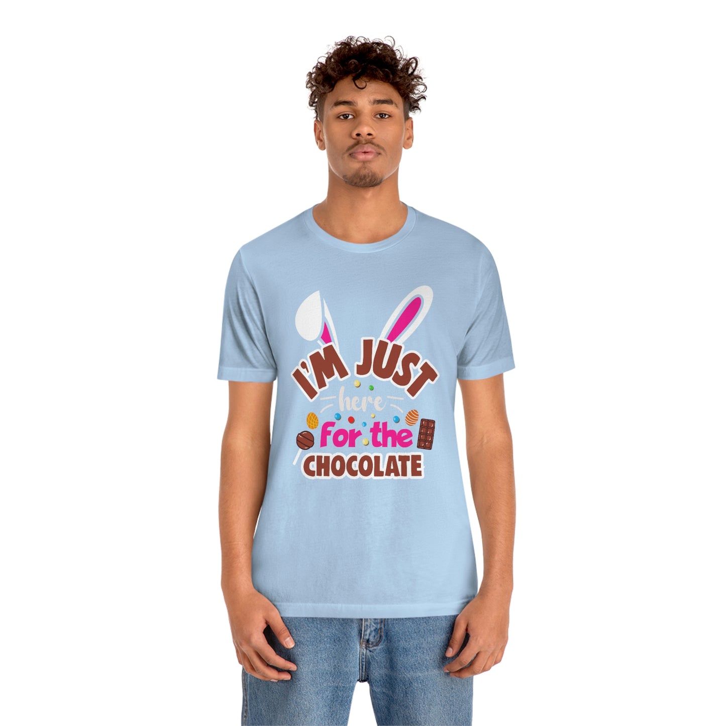 I'm Just Here for the Chocolate Unisex Jersey Short Sleeve Tee