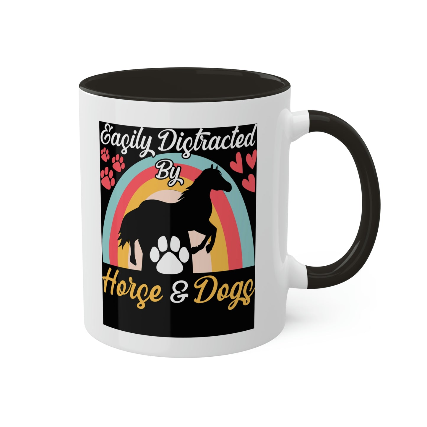 Easily Distracted by Horses and Dogs Accent Mug, 11oz