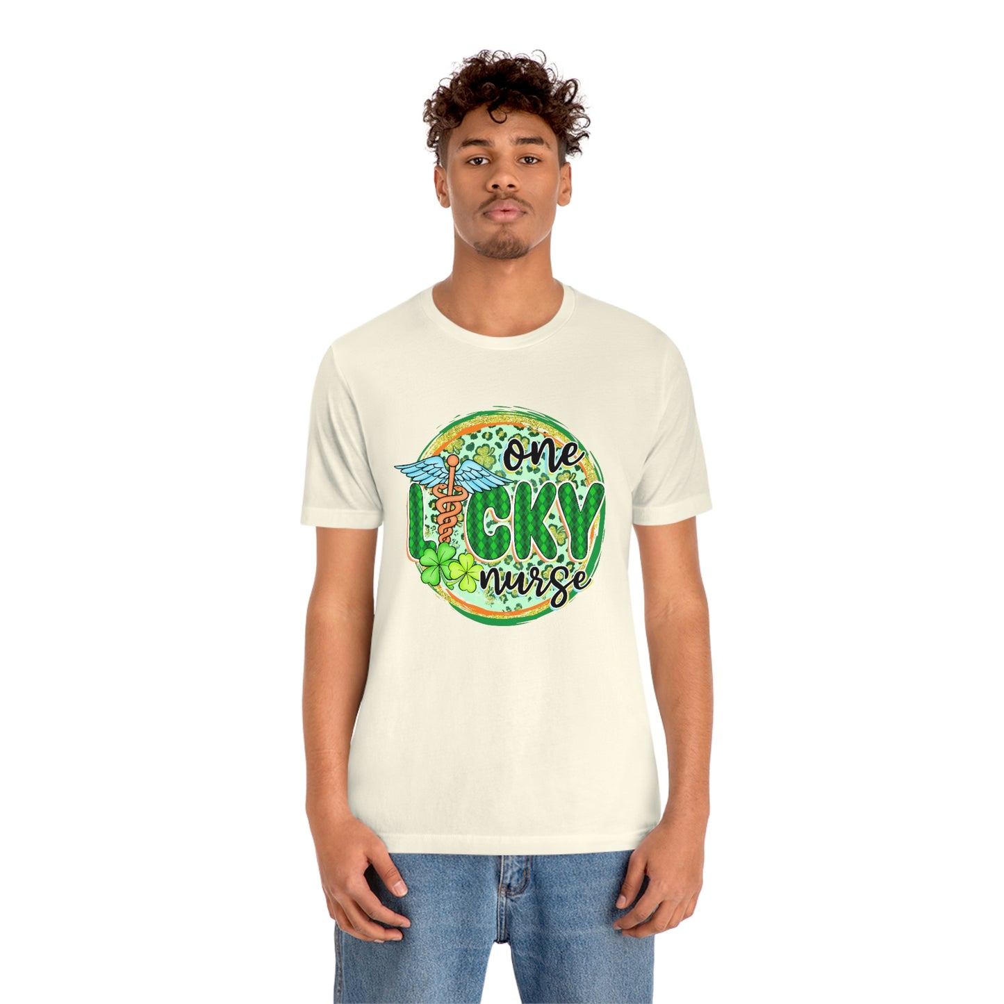 One Lucky Nurse Caduceus St. Patrick's Day Unisex Jersey Short Sleeve Tee